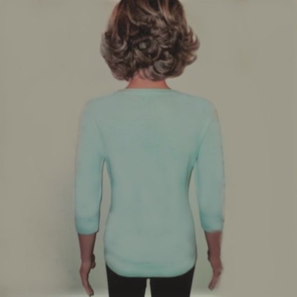 Merona Mint Green 3/4 Sleeve Front Embroidered Button Up Sweater Size S NWOT - Picture 3 of 3